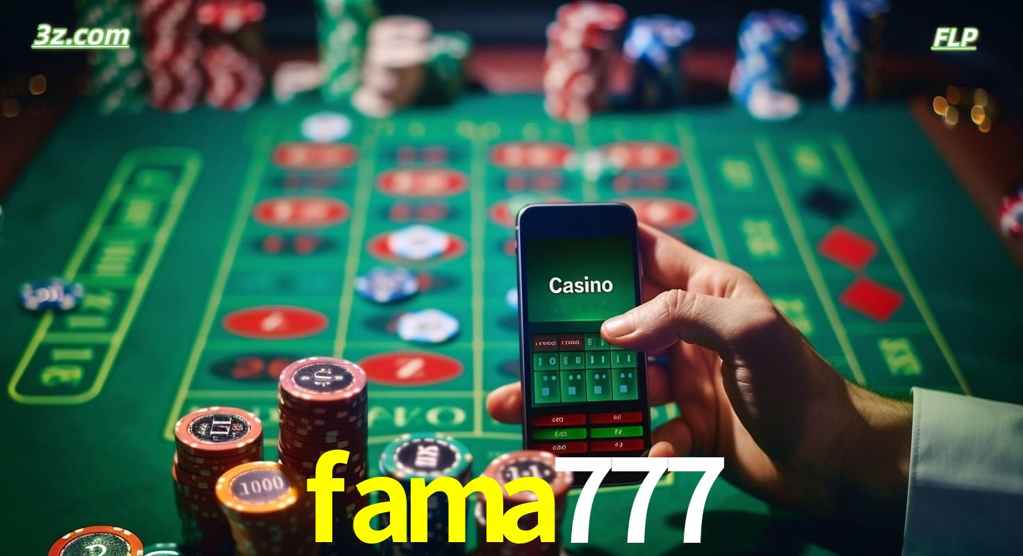 Cassino online móvel fama777 com apostas em roleta e fichas de pôquer